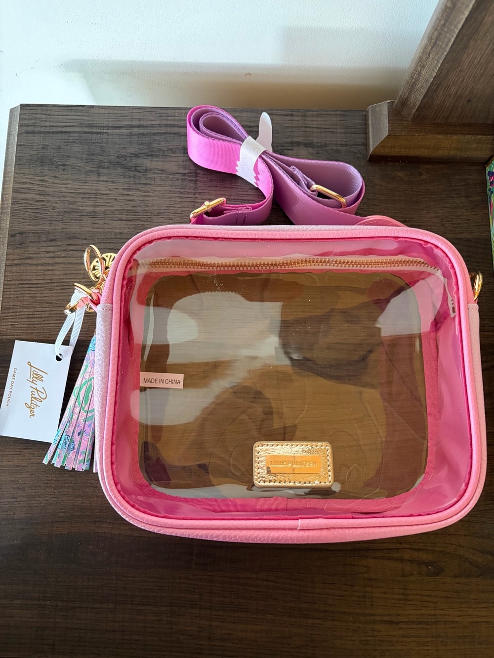 NIP Lilly Pulitzer Game Day Clear Stadium Bag Lilac Opal Confetti Ombré